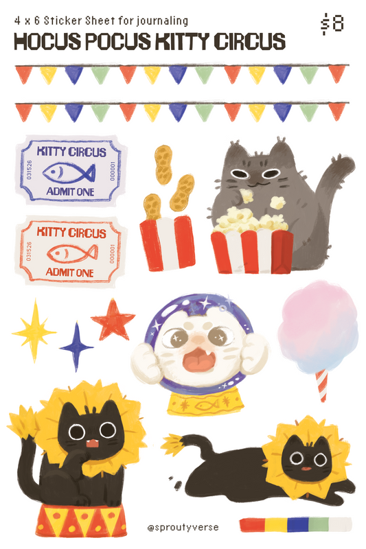 Hocus Pocus Kitty Circus Sticker Sheet