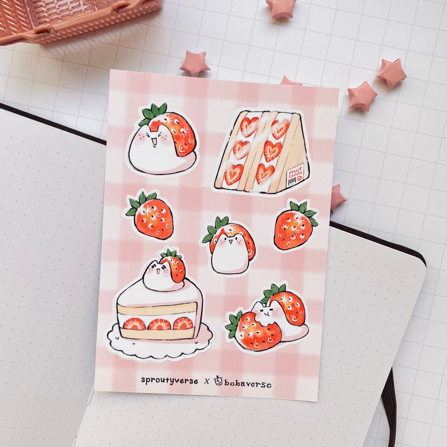 Strawberry Snail Sticker Sheet