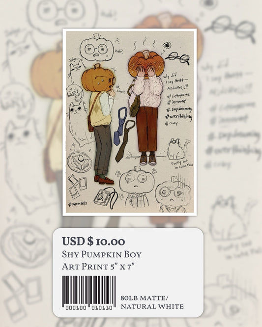 "Shy Pumpkin Boy" - Art Print