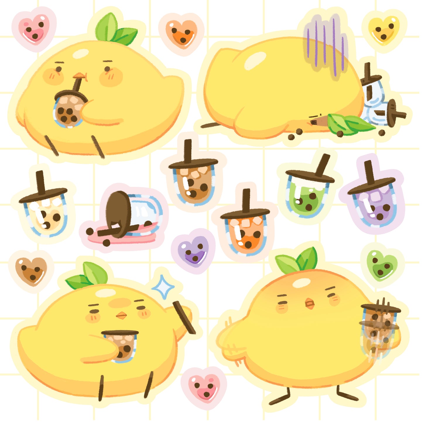 Mango: bubble tea love sticker sheets🐥🥭🧋✨