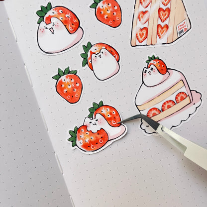 Strawberry Snail Sticker Sheet
