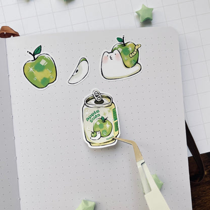 Green Apple Snail Sticker Sheet