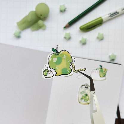 Green Apple Snail Sticker Sheet