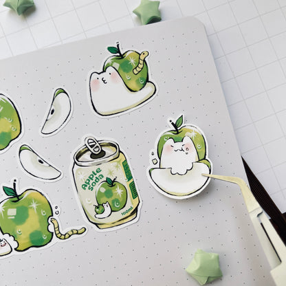 Green Apple Snail Sticker Sheet