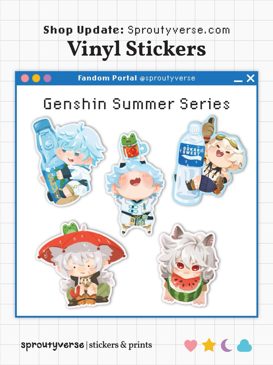 Genshin Summer Vinyl Stickers
